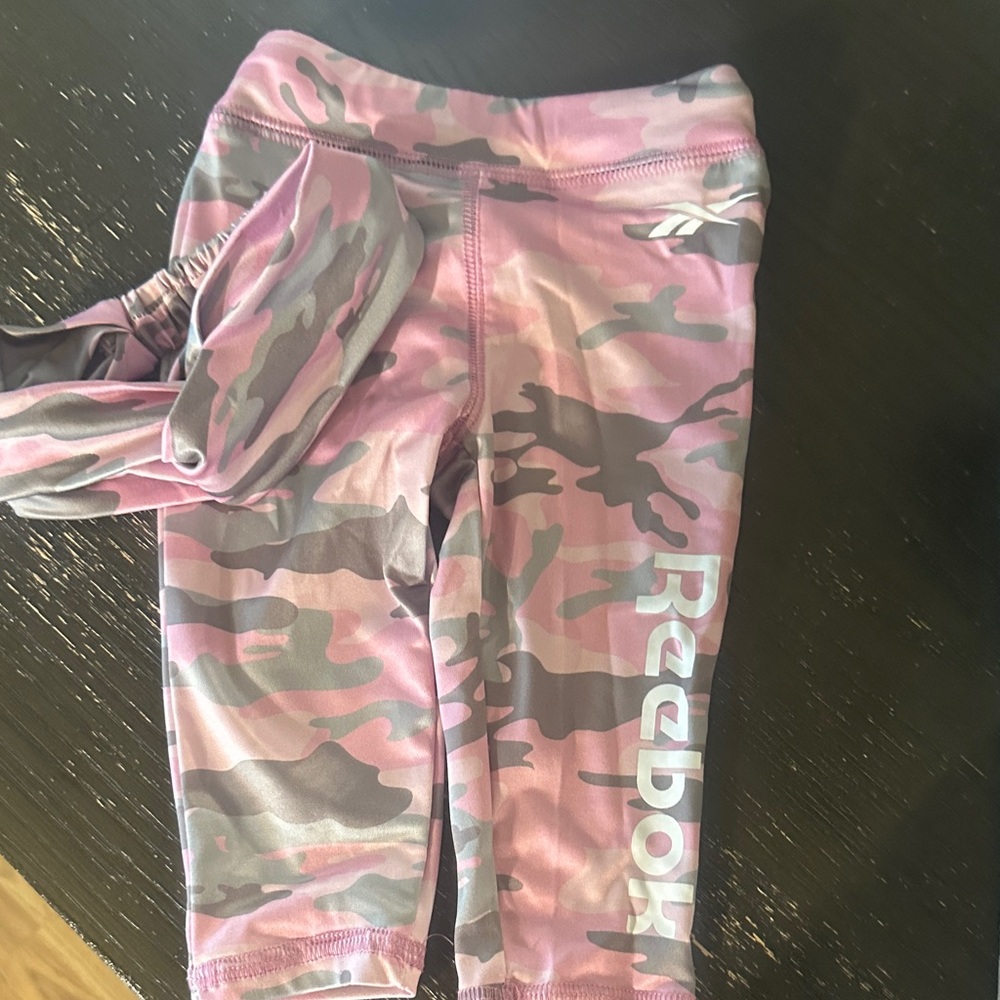 Reebok Kids Pink and Gray Camo Leggings